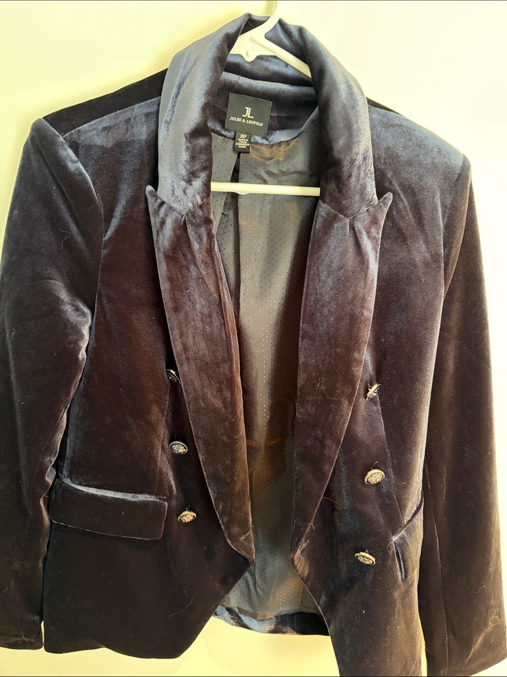 Jules & Leopold Velvet Double-Breasted Blazer - Dark Plum